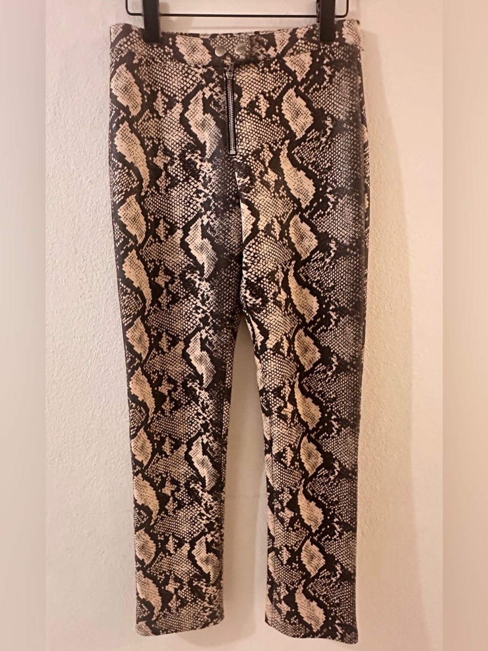 Python-Print Reptile Pants - Brown and Cream